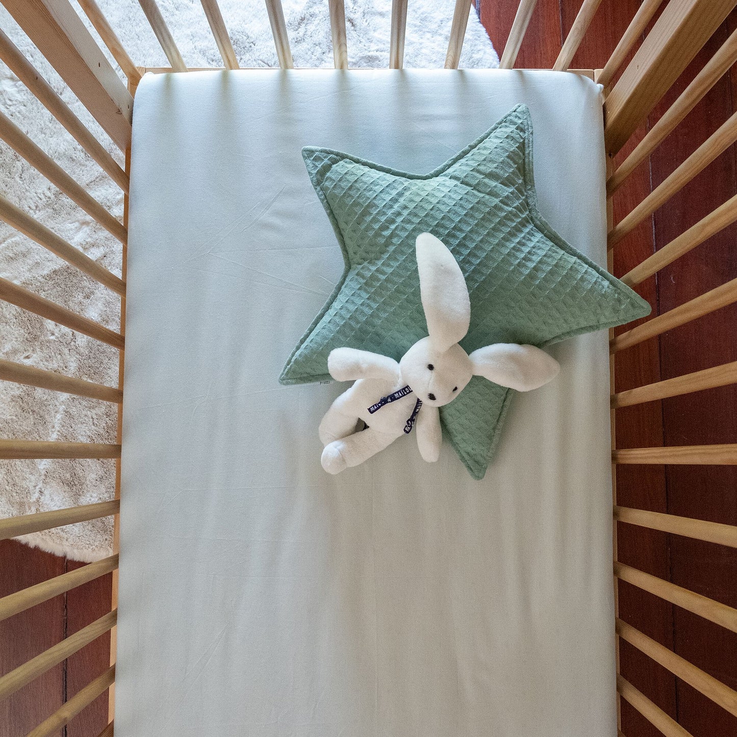 CALANQUES - Drap housse bébé en coton bio 60x120+B15cm - vert