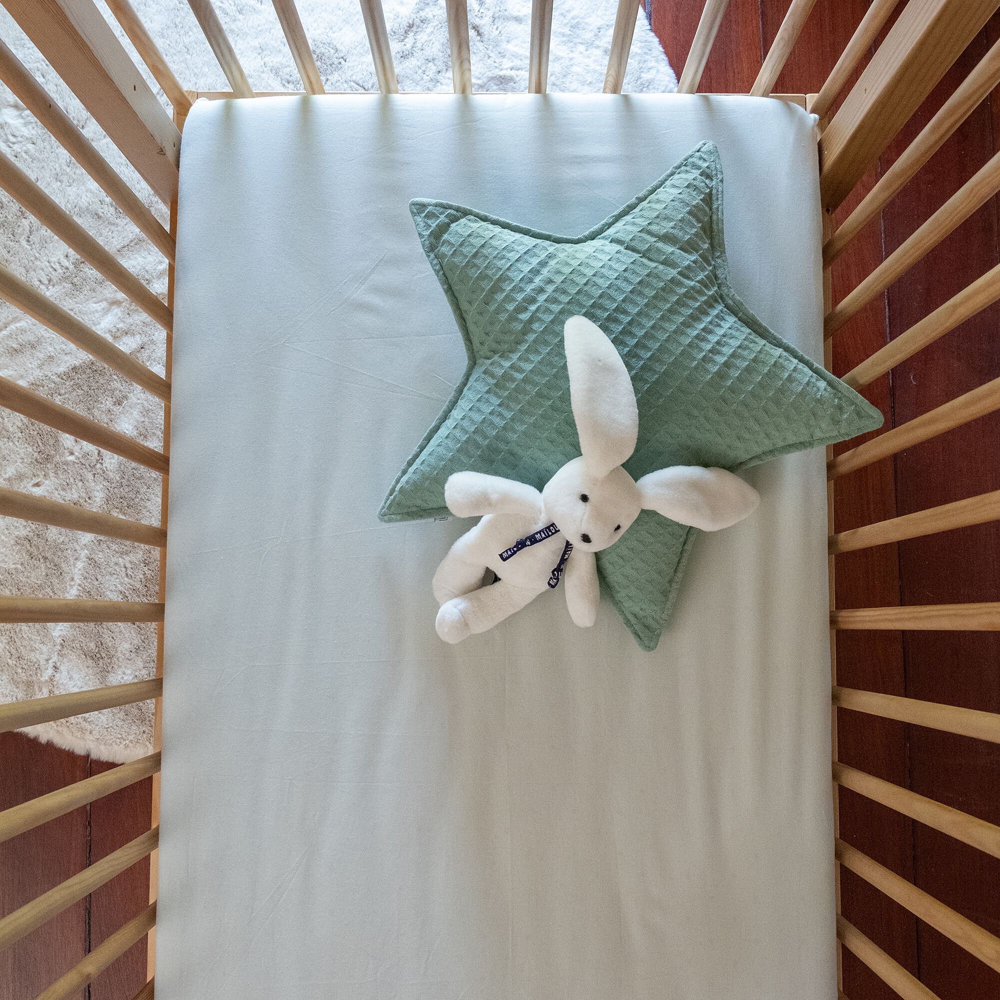 CALANQUES - Drap housse bébé en coton bio 60x120+B15cm - vert