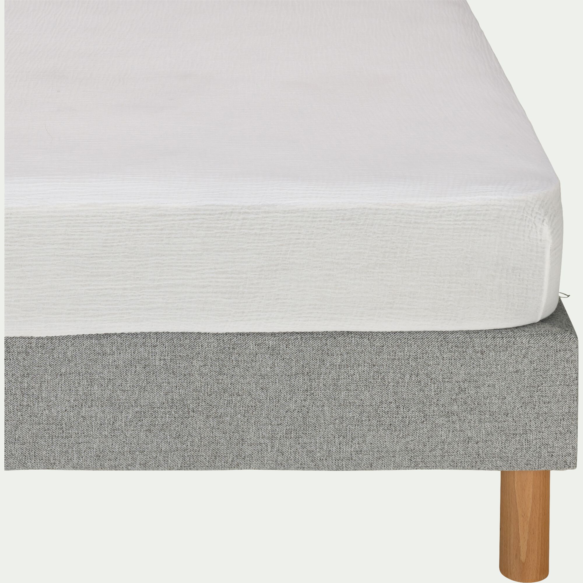 BALETI - Drap housse en double gaze de coton 140x200cm b30cm - blanc