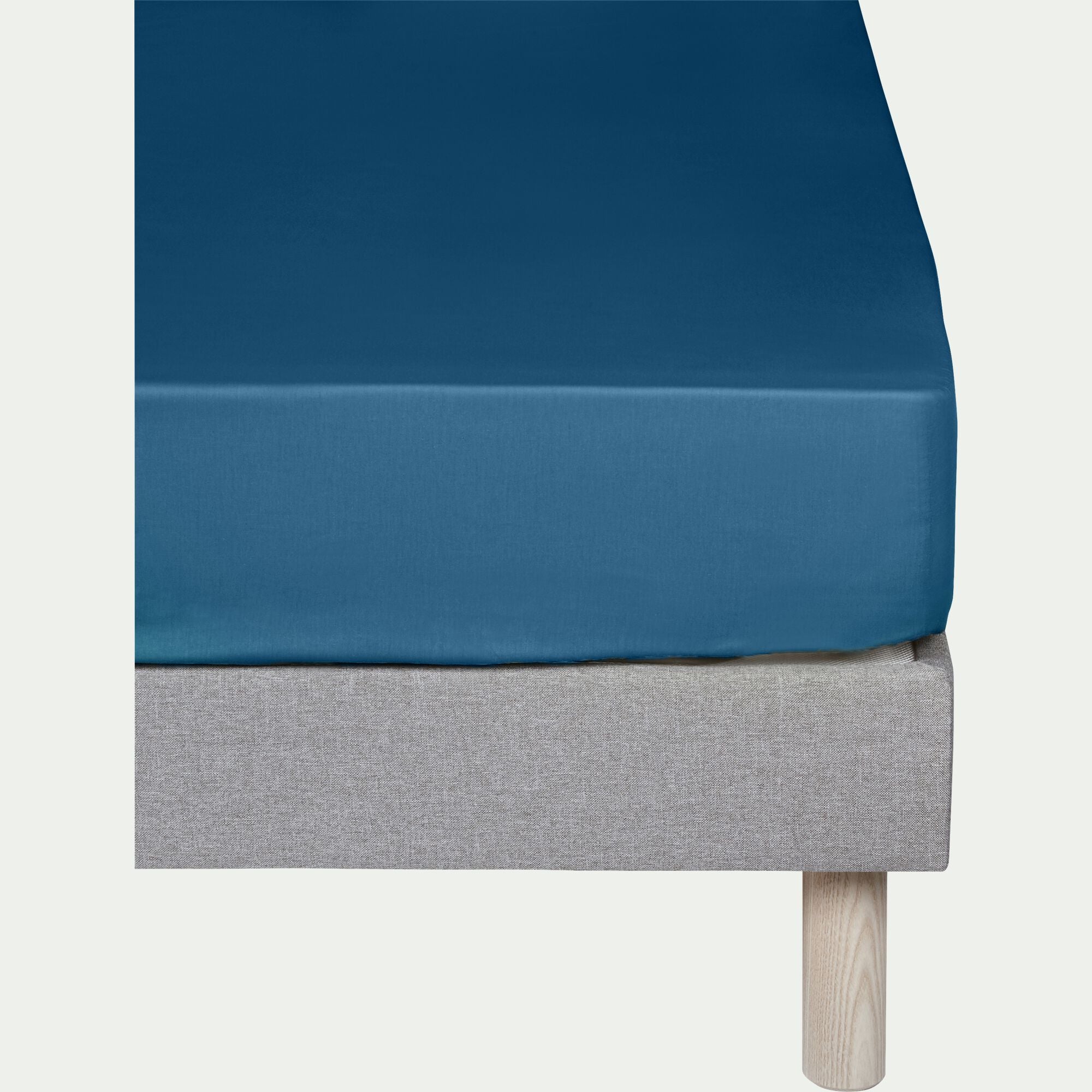 CALANQUES - Drap housse en coton 160x200cm B25cm - bleu figuerolles