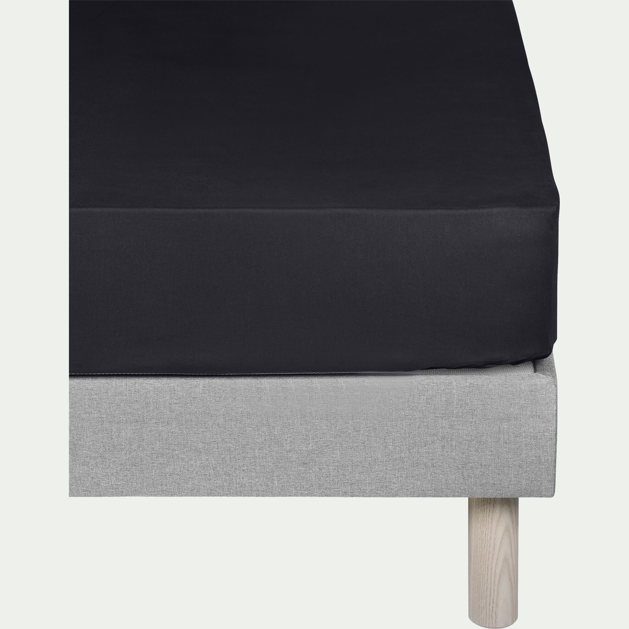 CALANQUES - Drap housse en coton 140x200cm B25cm - gris calabrun
