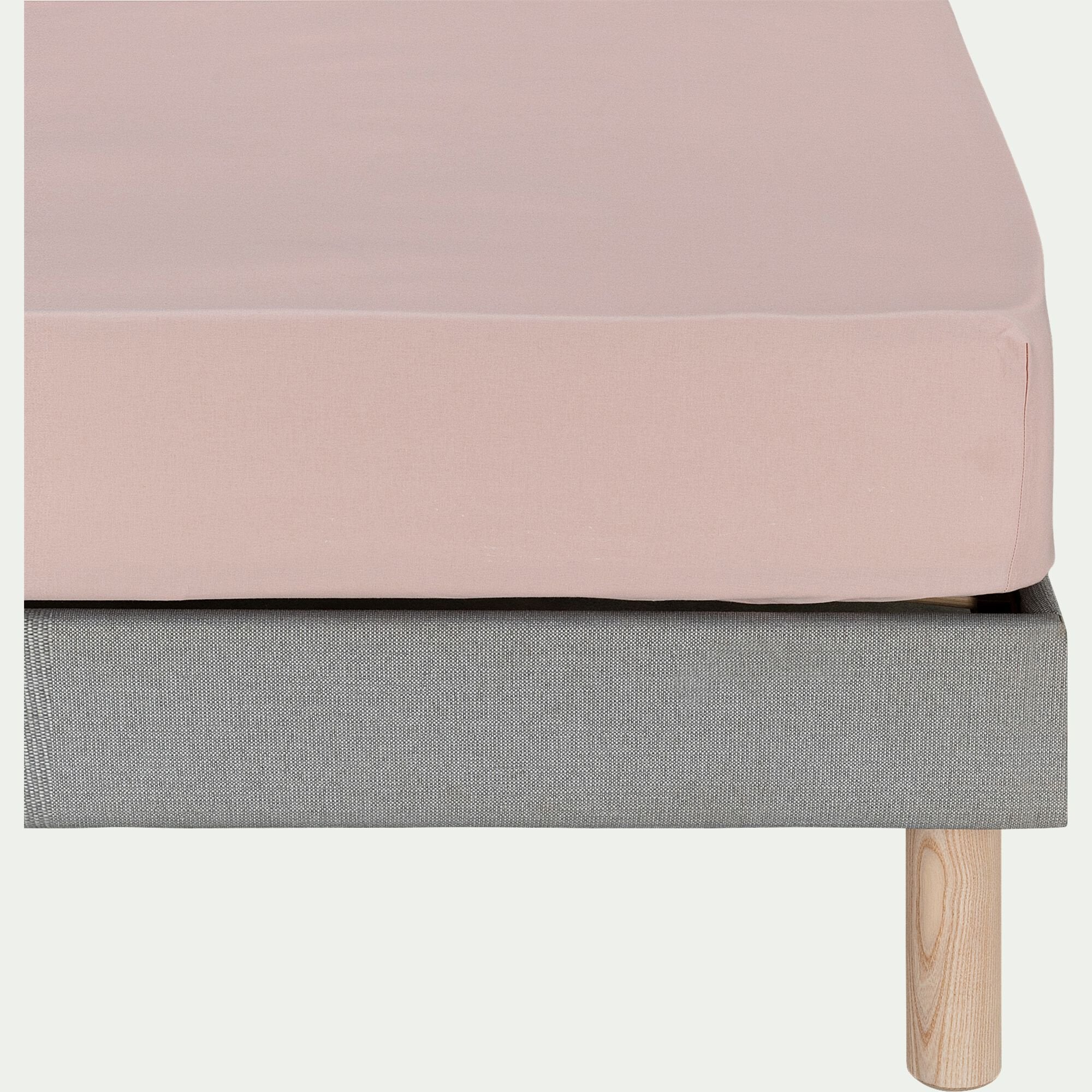 CALANQUES - Drap housse en coton 140x200cm B30cm - rose rosa