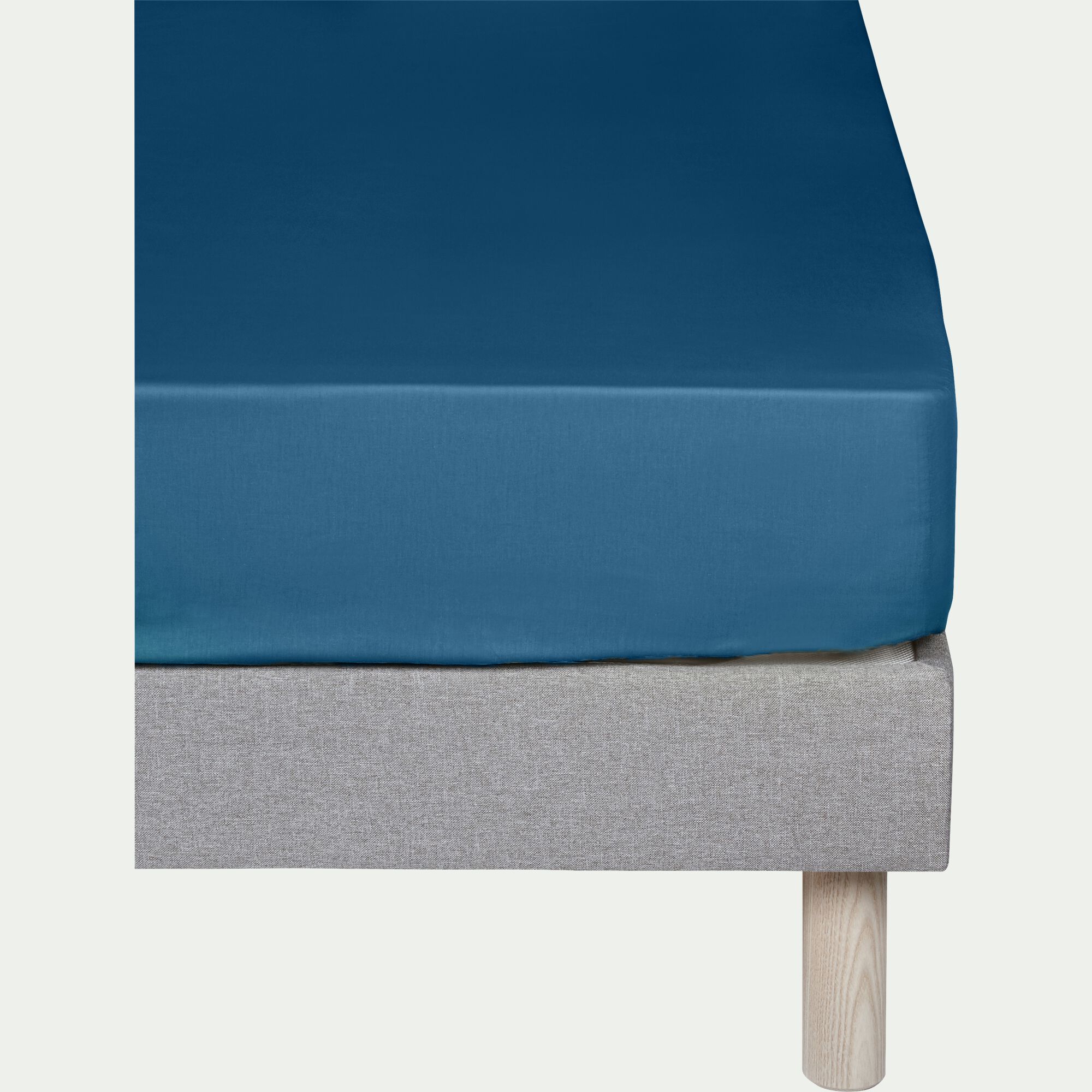 CALANQUES - Drap housse en coton 160x200cm B30cm - bleu figuerolles