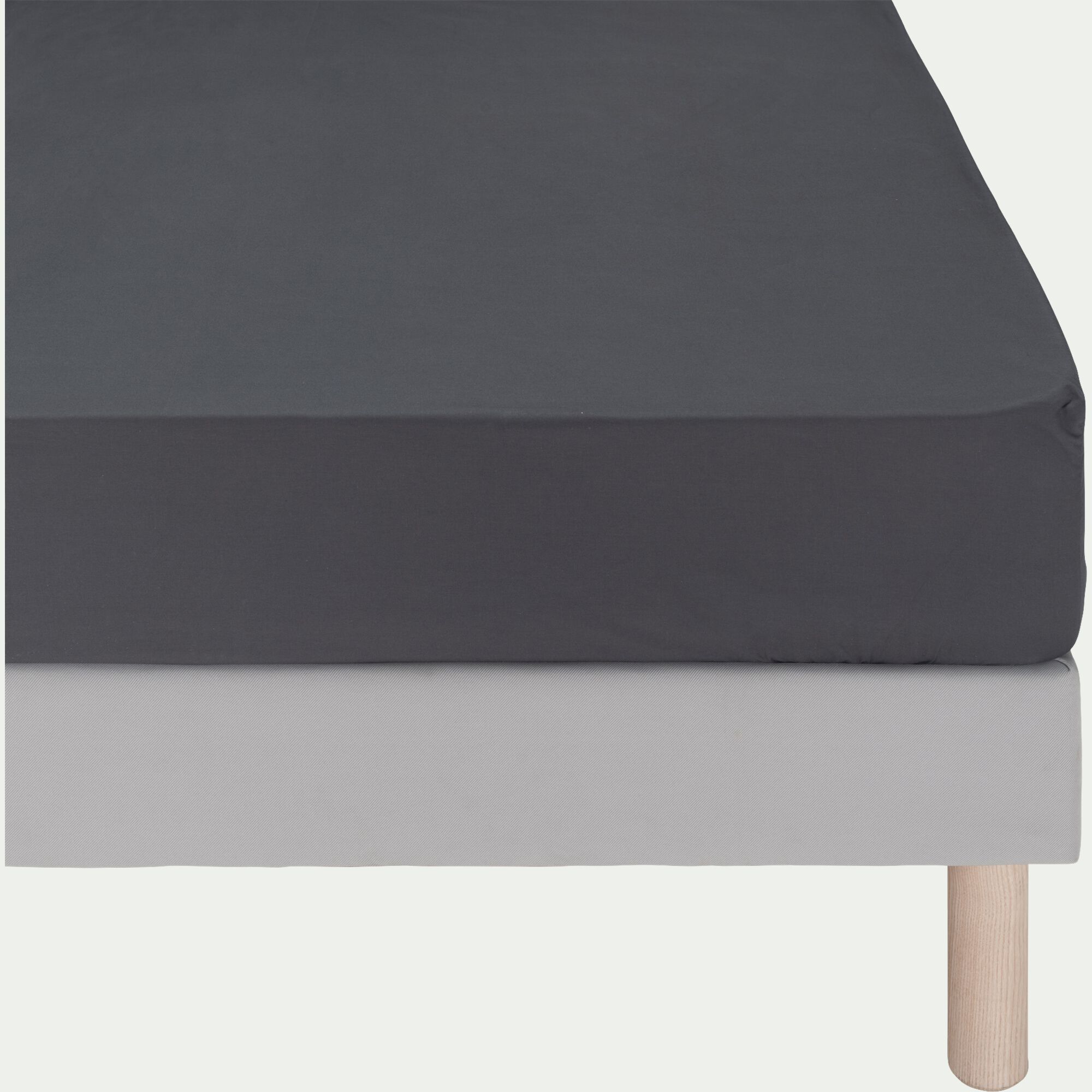 CALANQUES - Drap housse en coton 140x200cm b25cm - gris ardoise