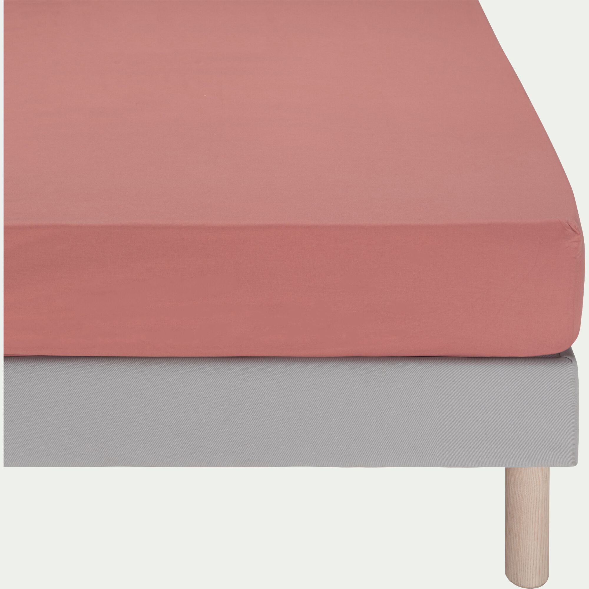 CALANQUES - Drap housse en coton 140x200cm b30cm - rouge ricin