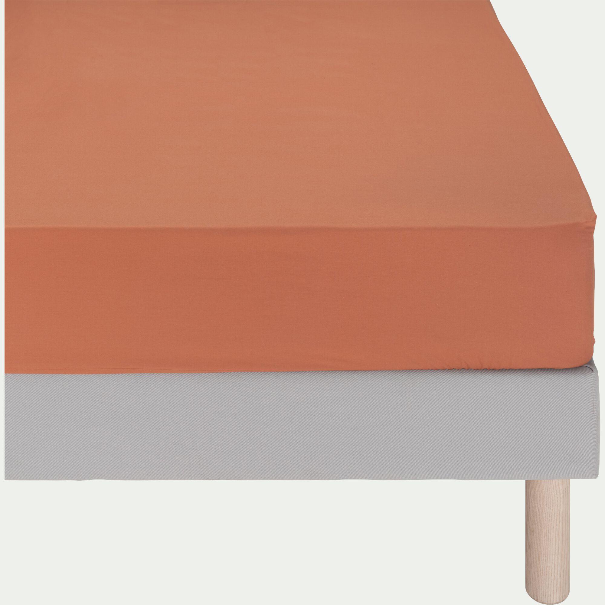 CALANQUES - Drap housse en coton 160x200cm b25cm - brun rustrel