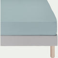 FLORE - Drap housse en percale de coton 160x200cm B30cm - bleu calaluna