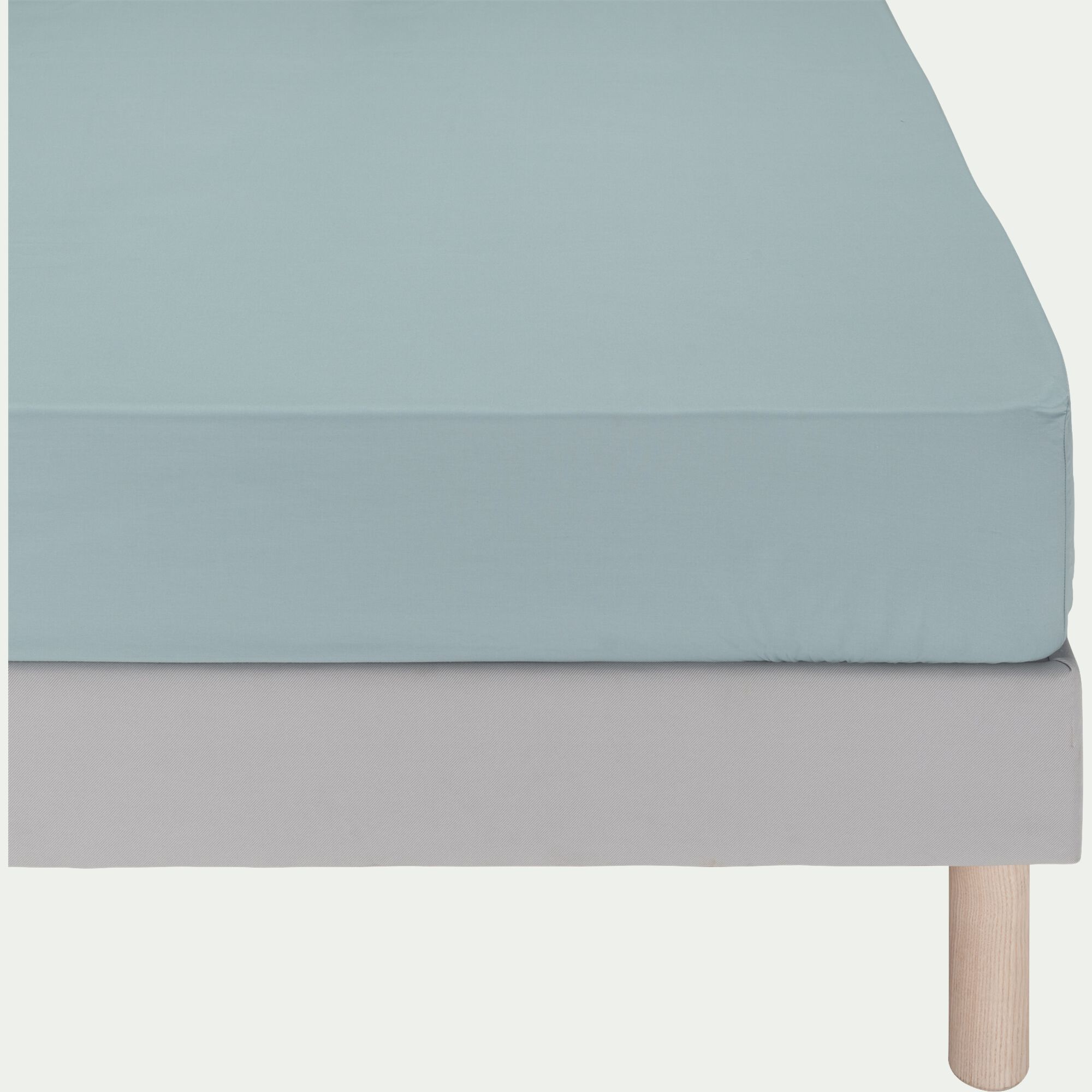 FLORE - Drap housse en percale de coton 160x200cm B30cm - bleu calaluna