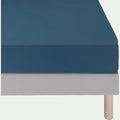 FLORE - Drap housse en percale de coton 180x200cm B30cm - bleu figuerolles
