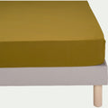 FLORE - Drap housse en percale de coton 140x200cm B30cm - jaune alep