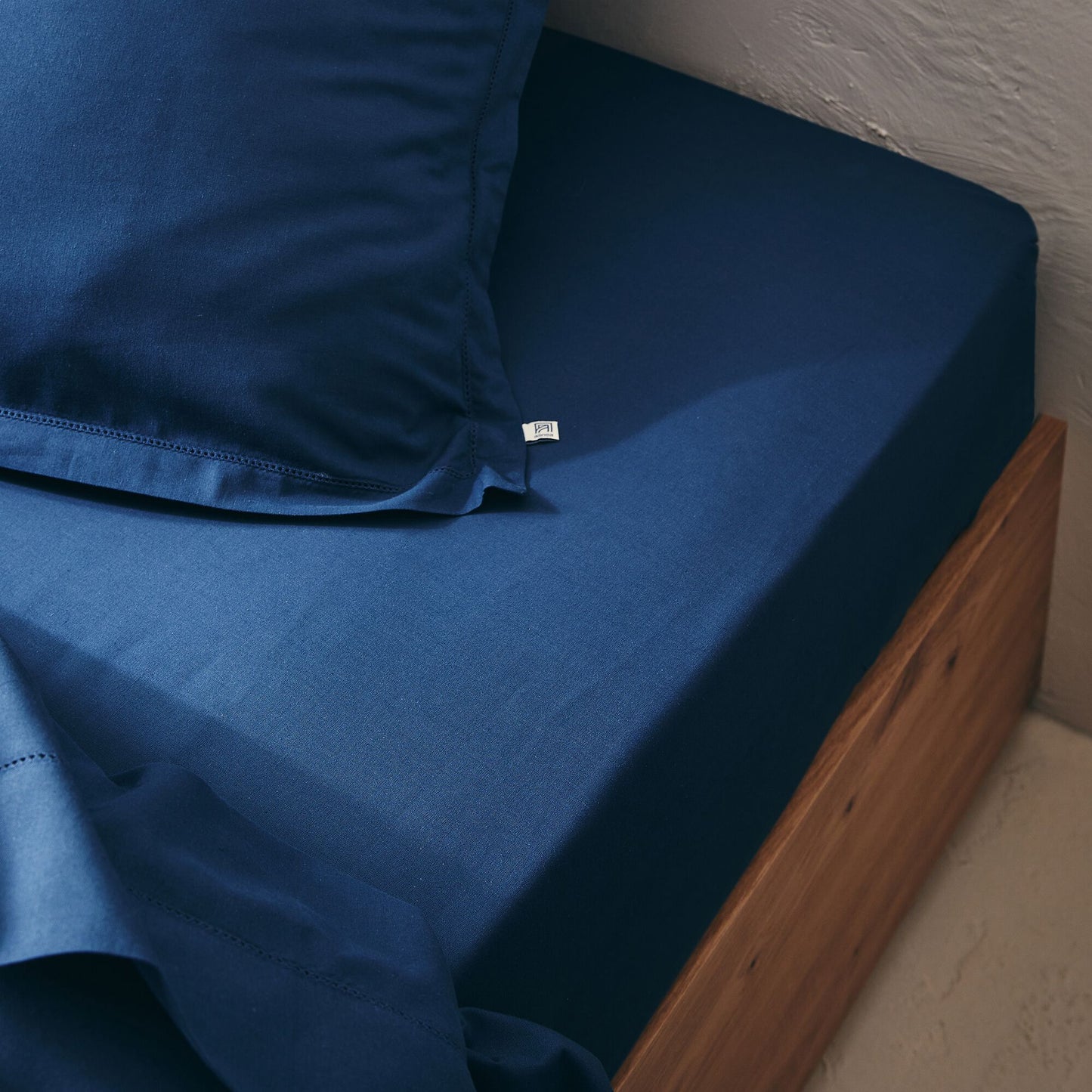 ORGANICA - Drap housse en coton bio 160x200cm b30cm - bleu abysse