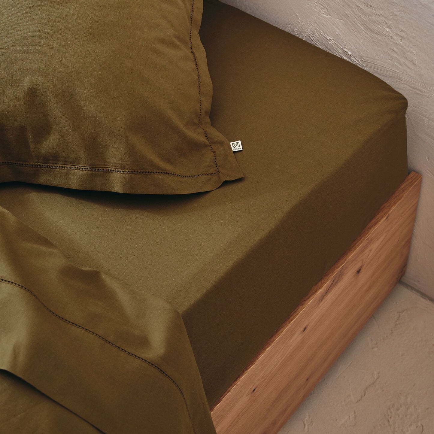 ORGANICA - Drap housse en coton bio 160x200cm b30cm - vert mousse