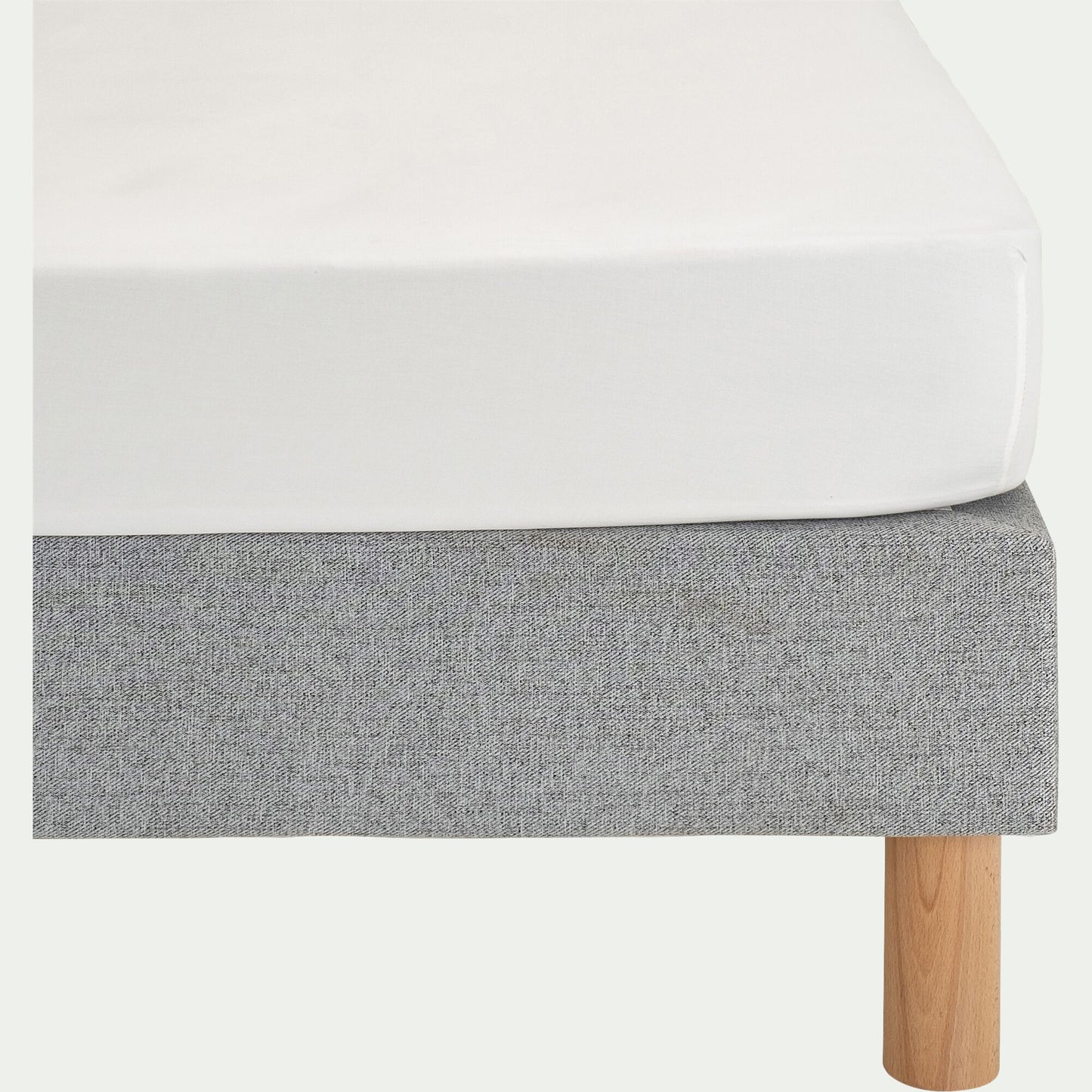 SATINE - Drap housse en satin lavé 160x200cm B30cm - blanc ventoux