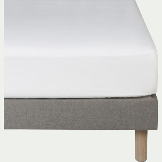VENCE - Drap housse en lin lavé 160x200cm B28cm - blanc capelan