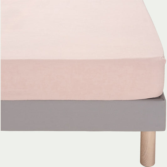 VENCE - Drap housse en lin lavé 160x200cm B28cm - rose rosa