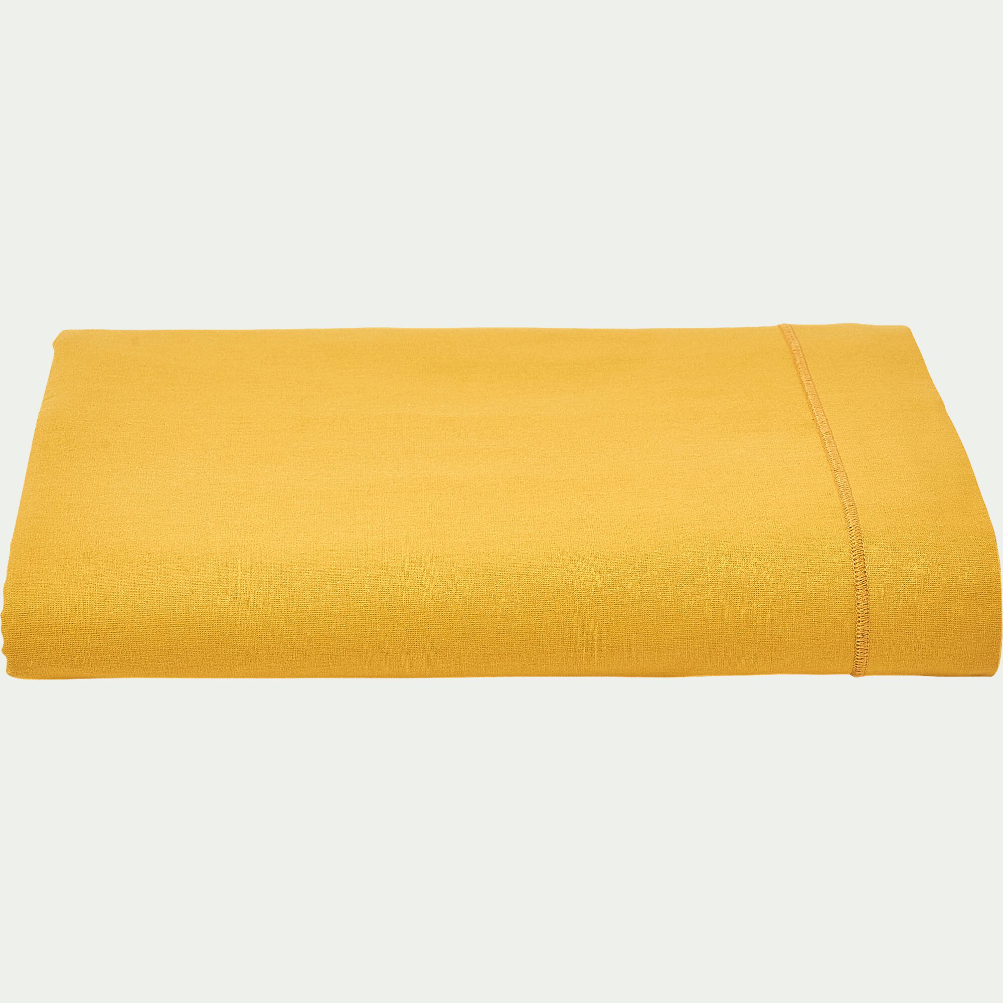 CALANQUES - Drap plat en coton 270x300cm - jaune genet