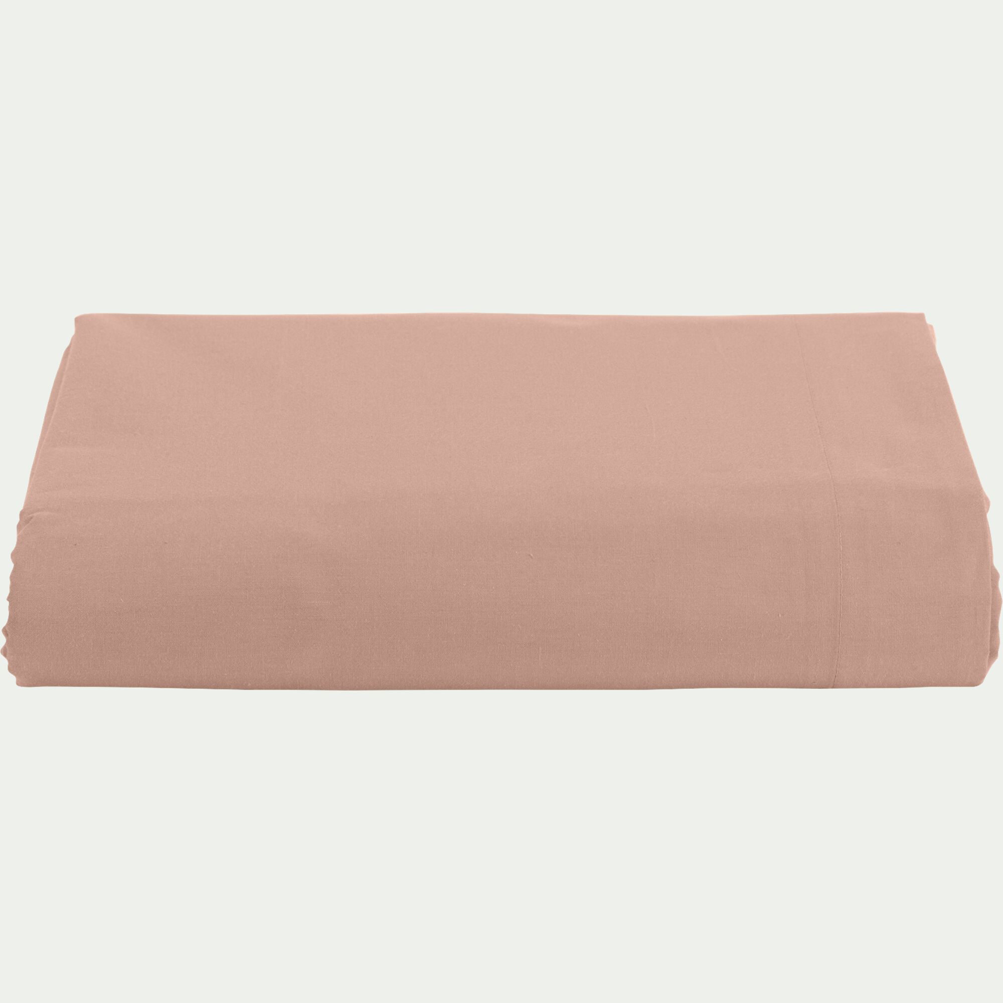 FLORE - Drap plat en percale de coton 270x300cm - rose salina