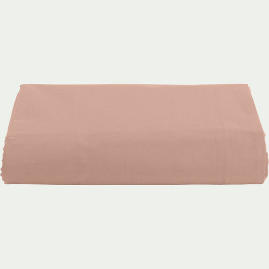 FLORE - Drap plat en percale de coton 270x300cm - rose salina