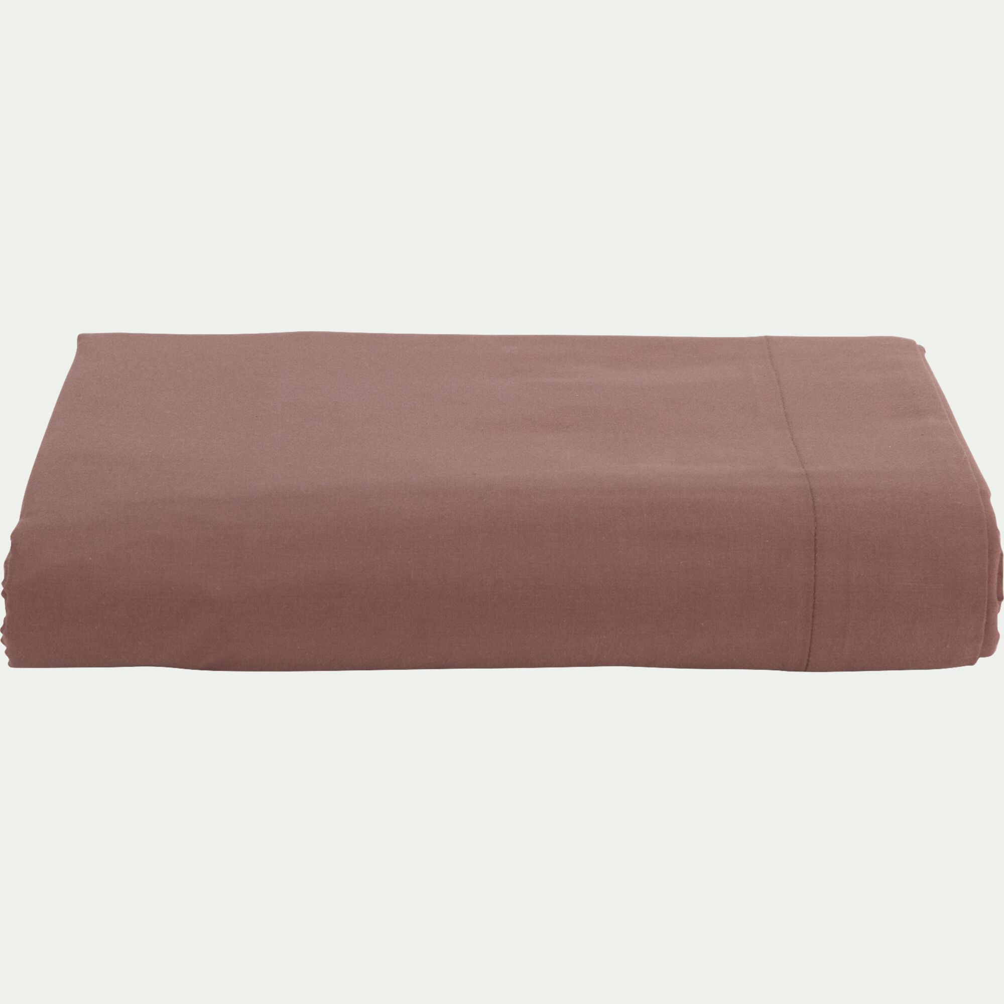FLORE - Drap plat en percale de coton 270x300cm - brun rhassoul