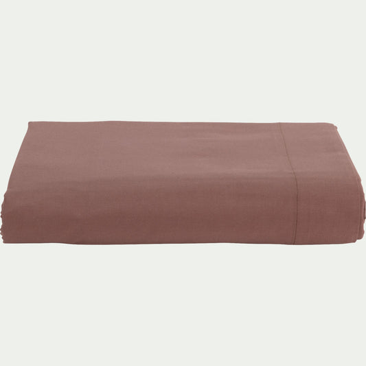 FLORE - Drap plat en percale de coton 270x300cm - brun rhassoul