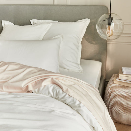 SATINE - Drap plat en satin lavé 270x300cm - rose pétale
