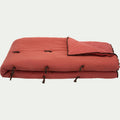 ELINA - Édredon en lin et coton 100x180cm piquage pompons - rouge arcilla