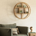 ABISTO - Etagère murale ronde en rotin - naturel D79cm
