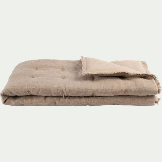 TANTA - Edredon en lin et coton frangé 100x180cm - beige alpilles