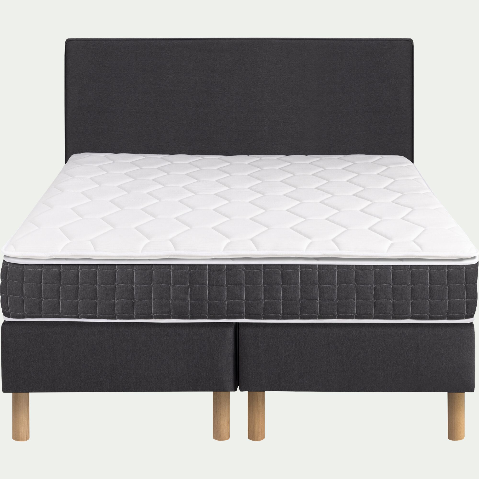 COTIGNAC - Ensemble matelas ressorts + sommier H24cm alinea 2x100x200cm - gris anthracite