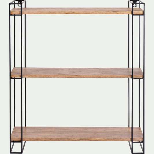 AMALYA - Etagère murale en bois et métal - bois clair L66xl19xH77,5cm