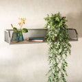 FIR - Étagère murale grillagée en bois et métal argenté L67cm
