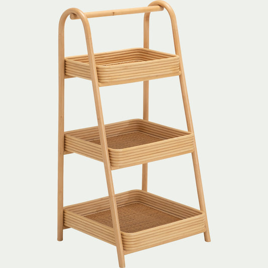 PICHOLINE - Étagère 3 tablettes en bois et rotin - bois clair