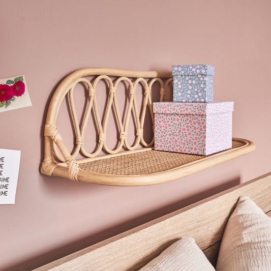 VORTIN - Étagère murale décorative en rotin - naturel L61xH21cm