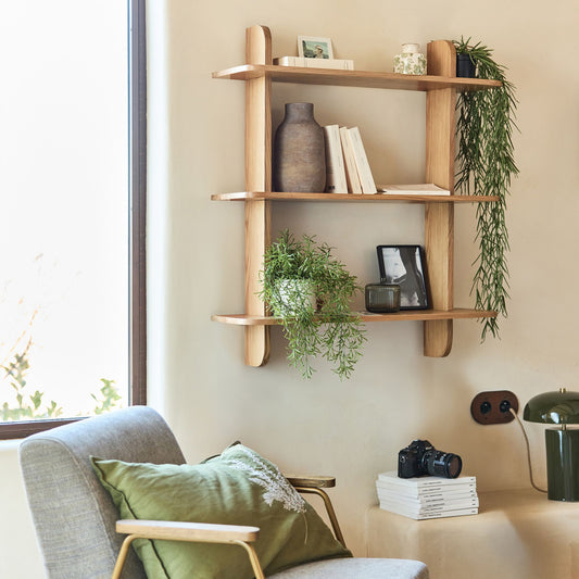 NERTHE - Étagère murale 3 tablettes en chêne L80cm - bois clair
