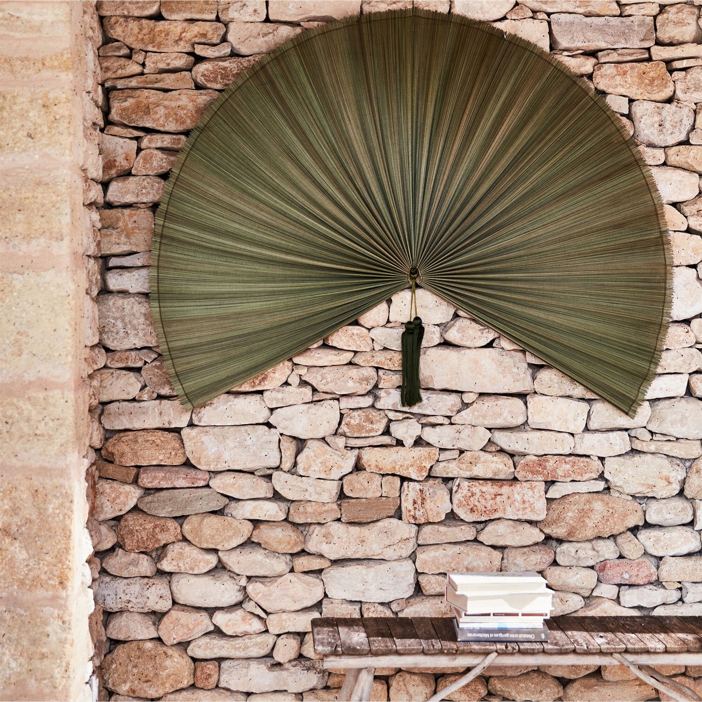 VRAILLE - Déco murale éventail en bambou - vert göreme L155cm