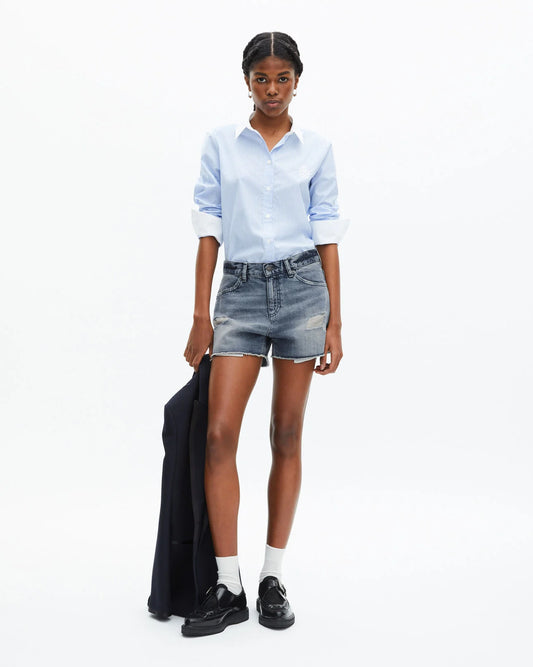 Short en denim Bleu