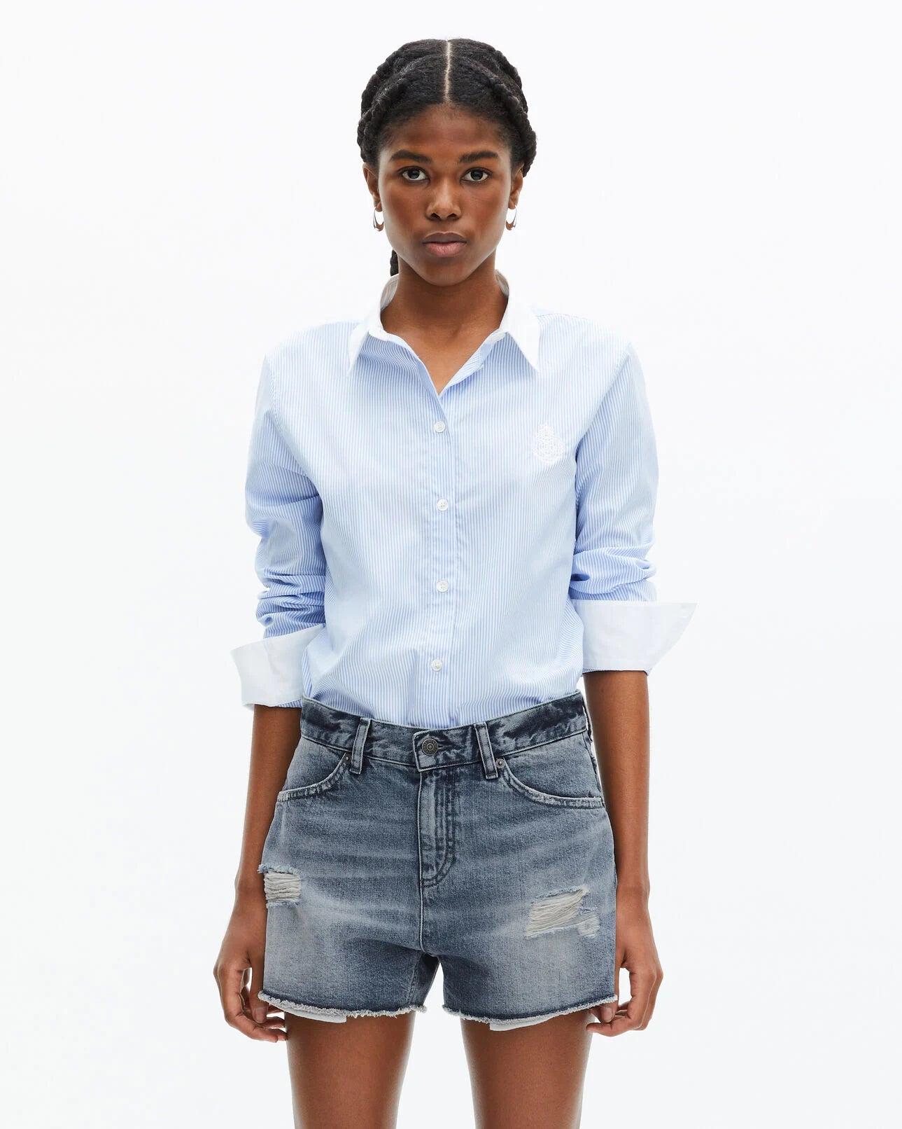 Short en denim Bleu