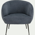 ALICE - Fauteuil en tissu avec piétement en acier - bleu céou