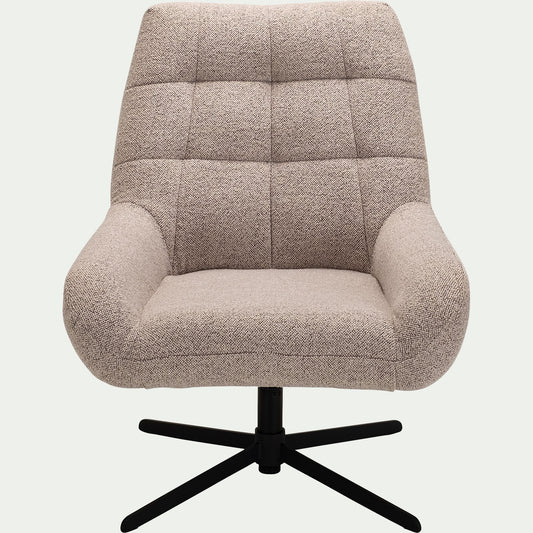 CLEO - Fauteuil pivotant en tissu boulette - beige