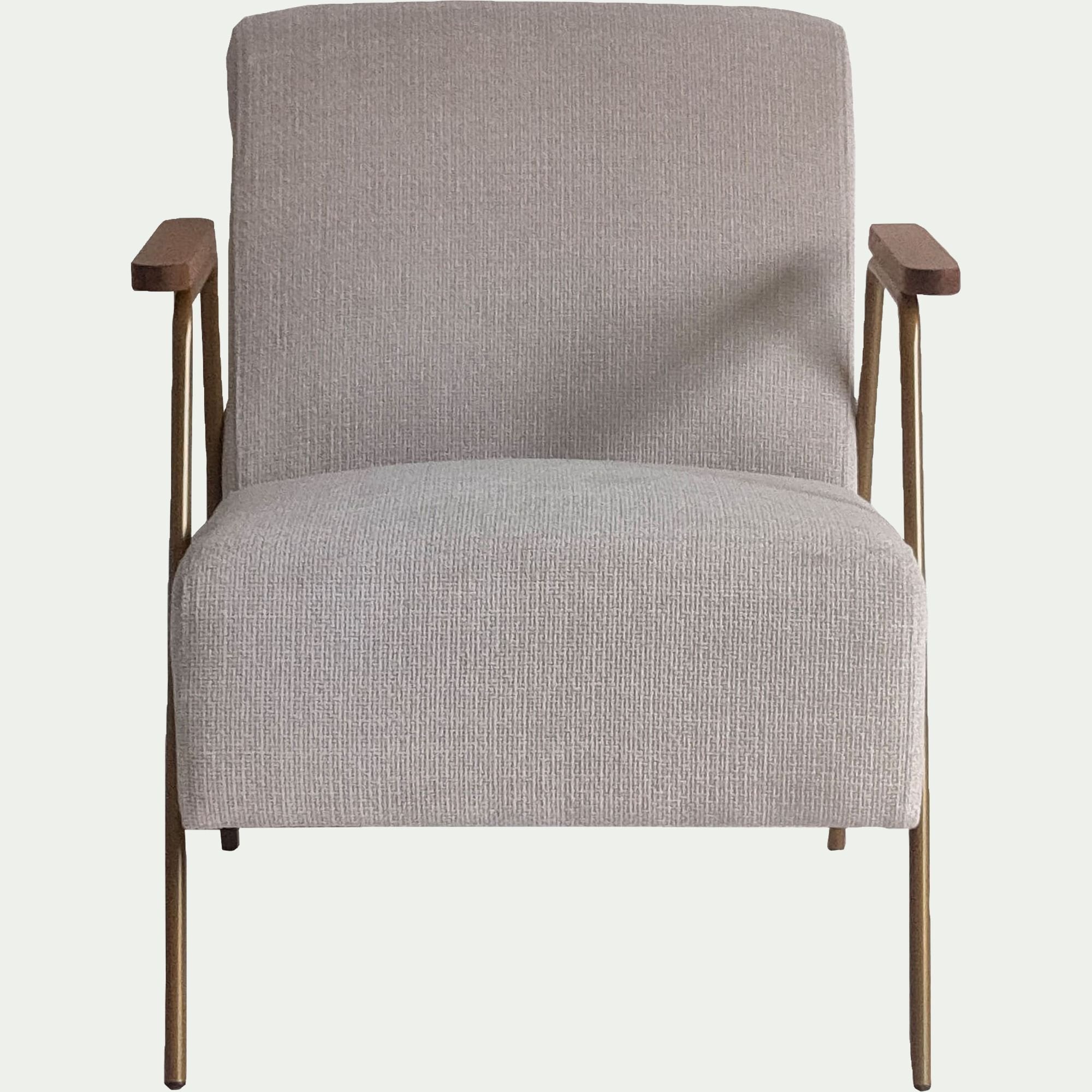 FABRON - Fauteuil en velours - beige