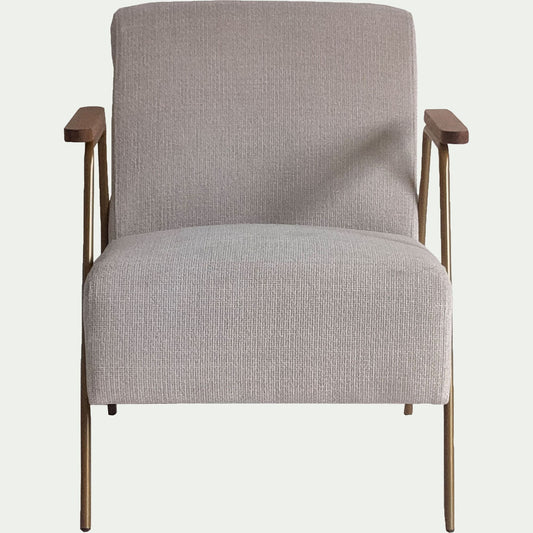 FABRON - Fauteuil en velours - beige
