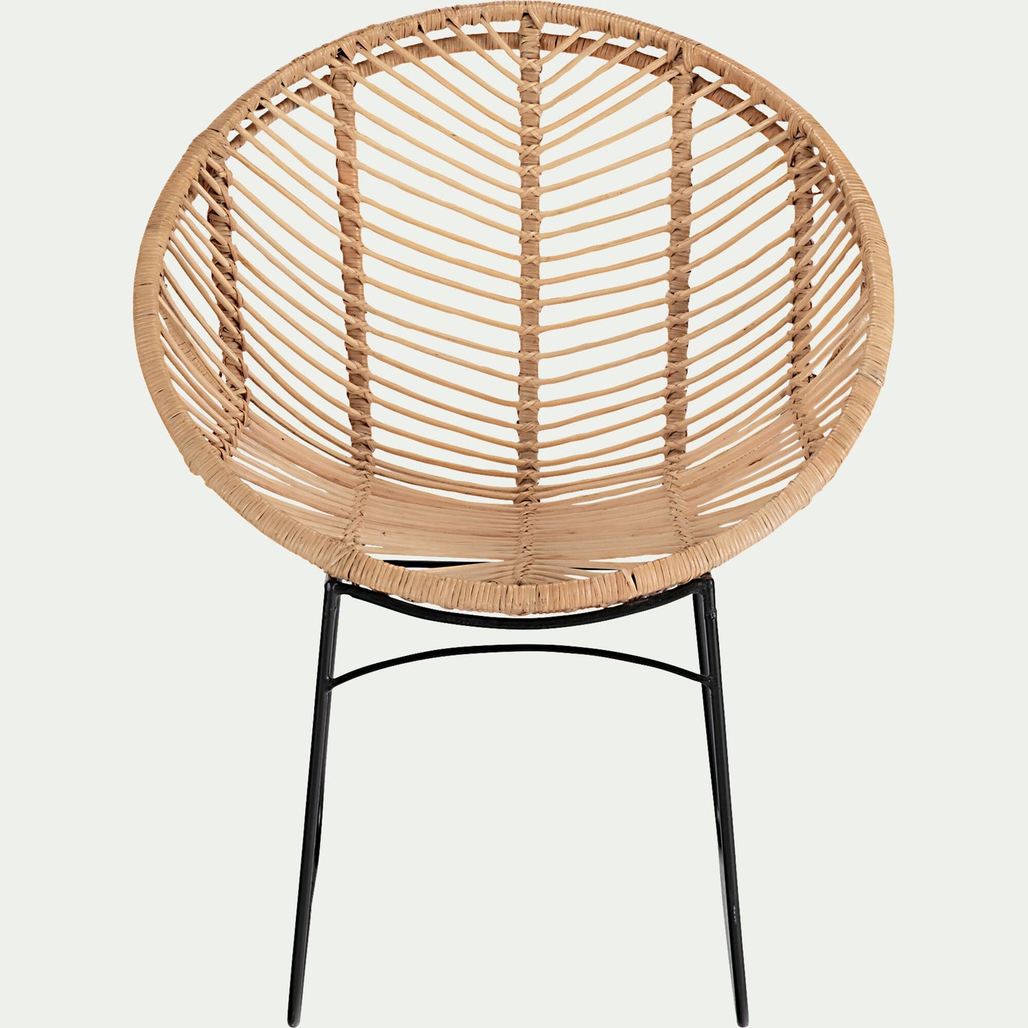 FANGAS - Fauteuil rond en rotin et métal - naturel