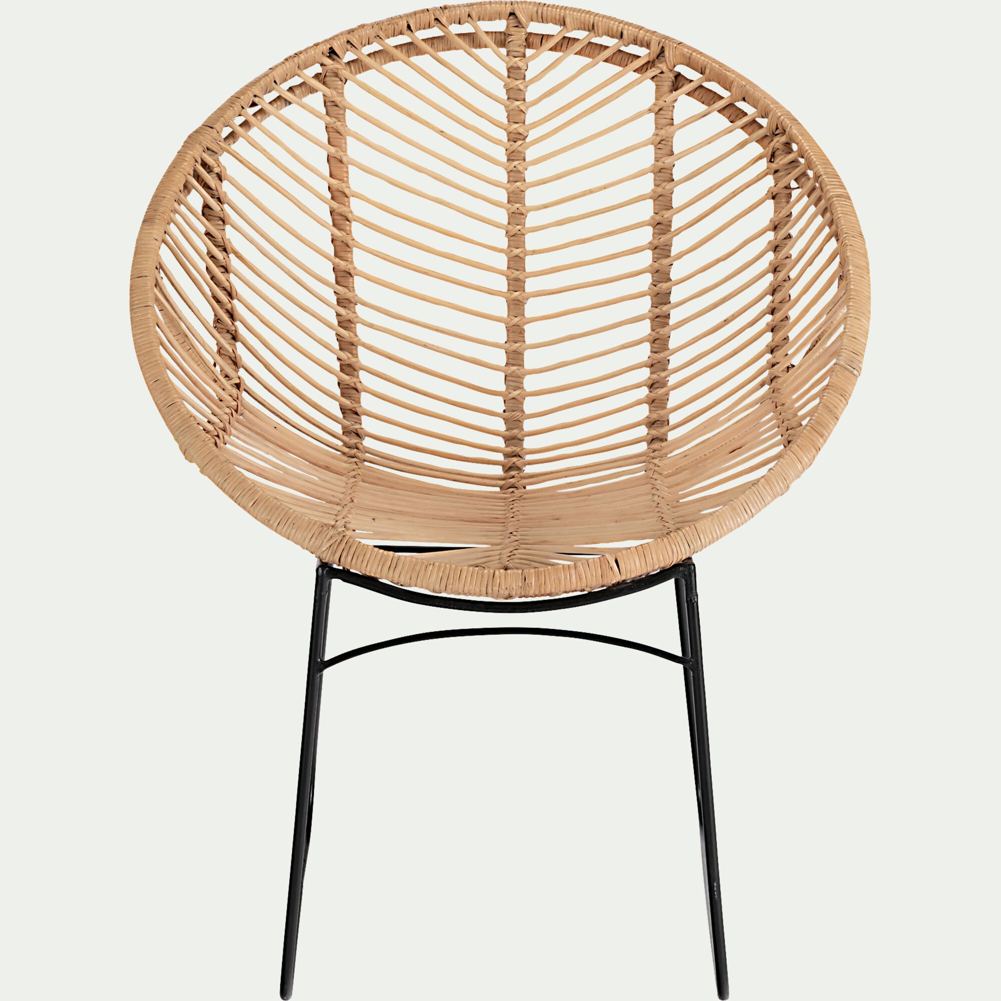 FANGAS - Fauteuil rond en rotin et métal - naturel