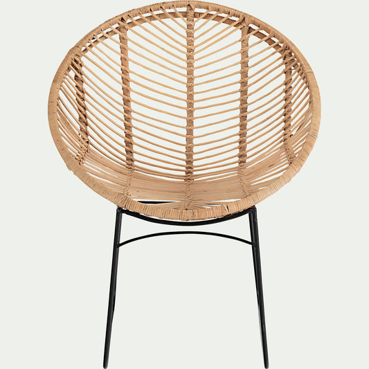 FANGAS - Fauteuil rond en rotin et métal - naturel