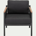 IZALIE - Fauteuil de jardin en aluminium et corde - noir