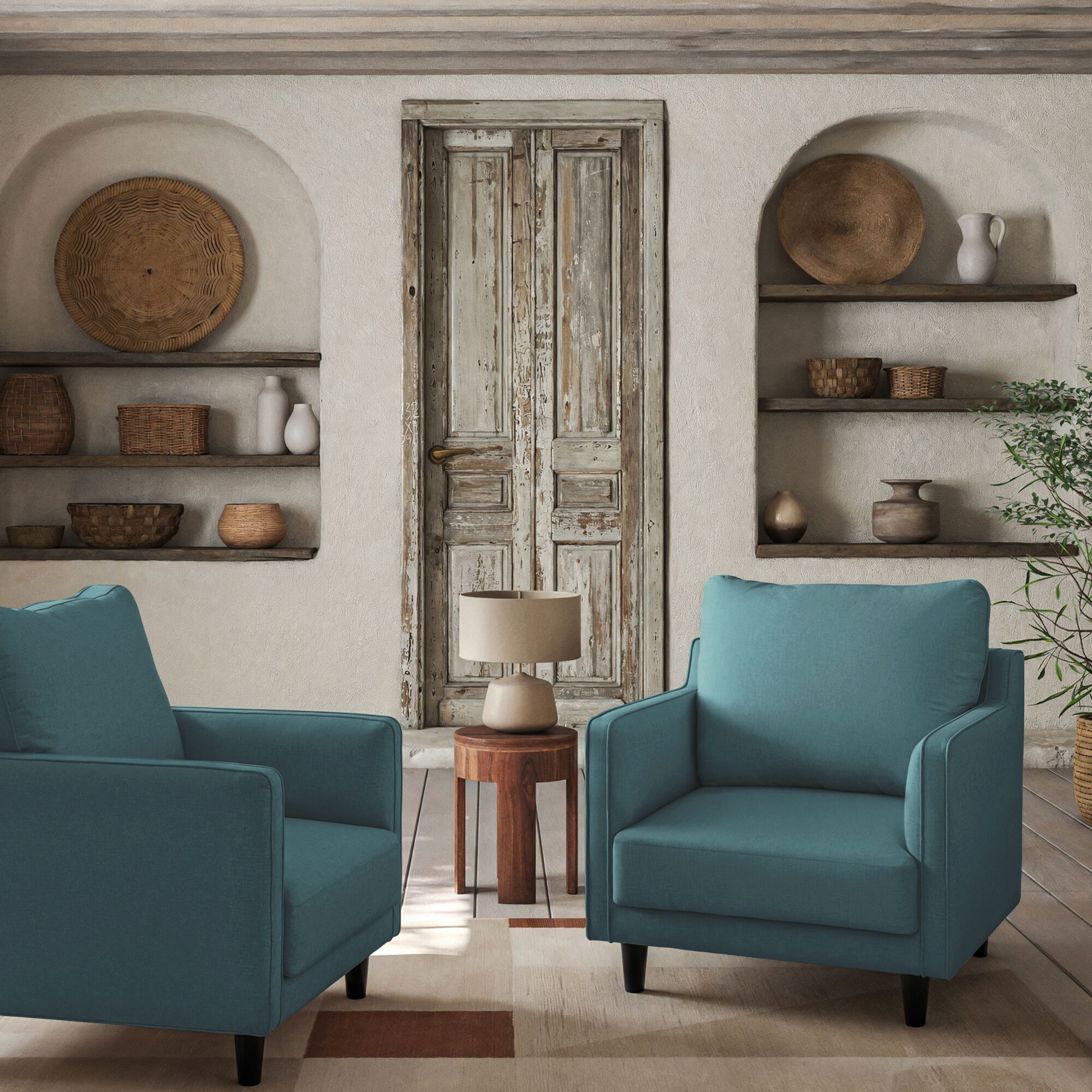 LENITA - Fauteuil en tissu joint - bleu niolon