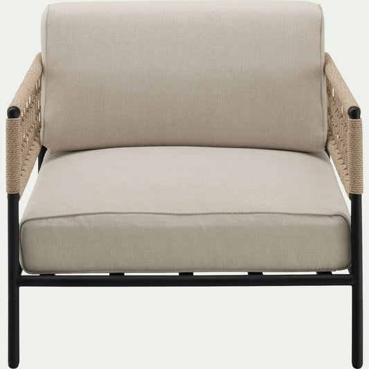 MIMET - Fauteuil de jardin en acier et corde - beige