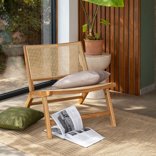 SANDRO - Fauteuil en chêne et rotin - bois clair