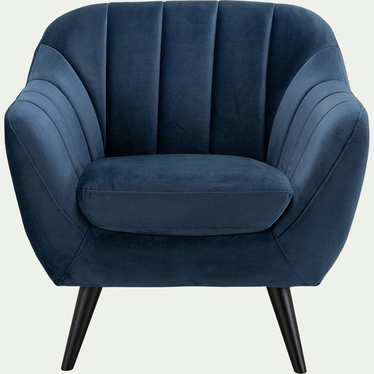 SHELL - Fauteuil en velours - bleu myrte