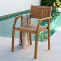 CARLO - Fauteuil de jardin avec accoudoirs en acacia huilé - bois clair
